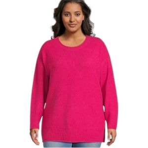 Terra & Sky Pullover Mid Weight Pink Sweater With Center Seam 1X 16W-18W New